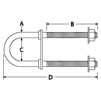 Attwood 3392-3 Bow Eye U-Bolt, 1-9/16" I.D. x 5-5/8" L