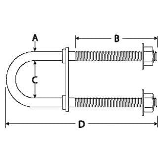 Attwood 3396-3 Bow Eye U-Bolt, 1-1/16" I.D. x 4-3/8" L