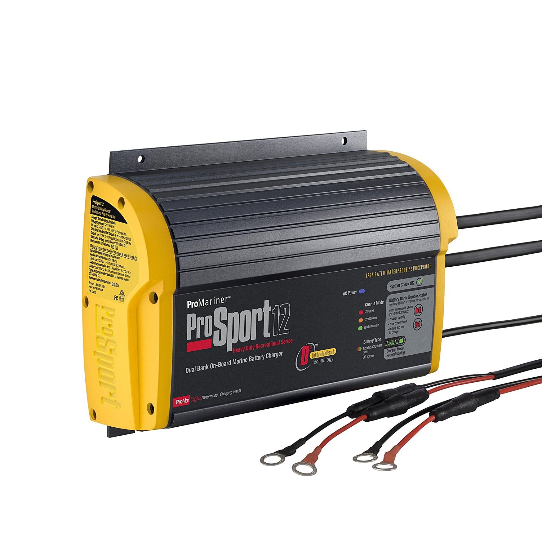 ProMariner 43012 Pro Sport 12 12/24V 12A Dual Bank On-Board Battery Charger