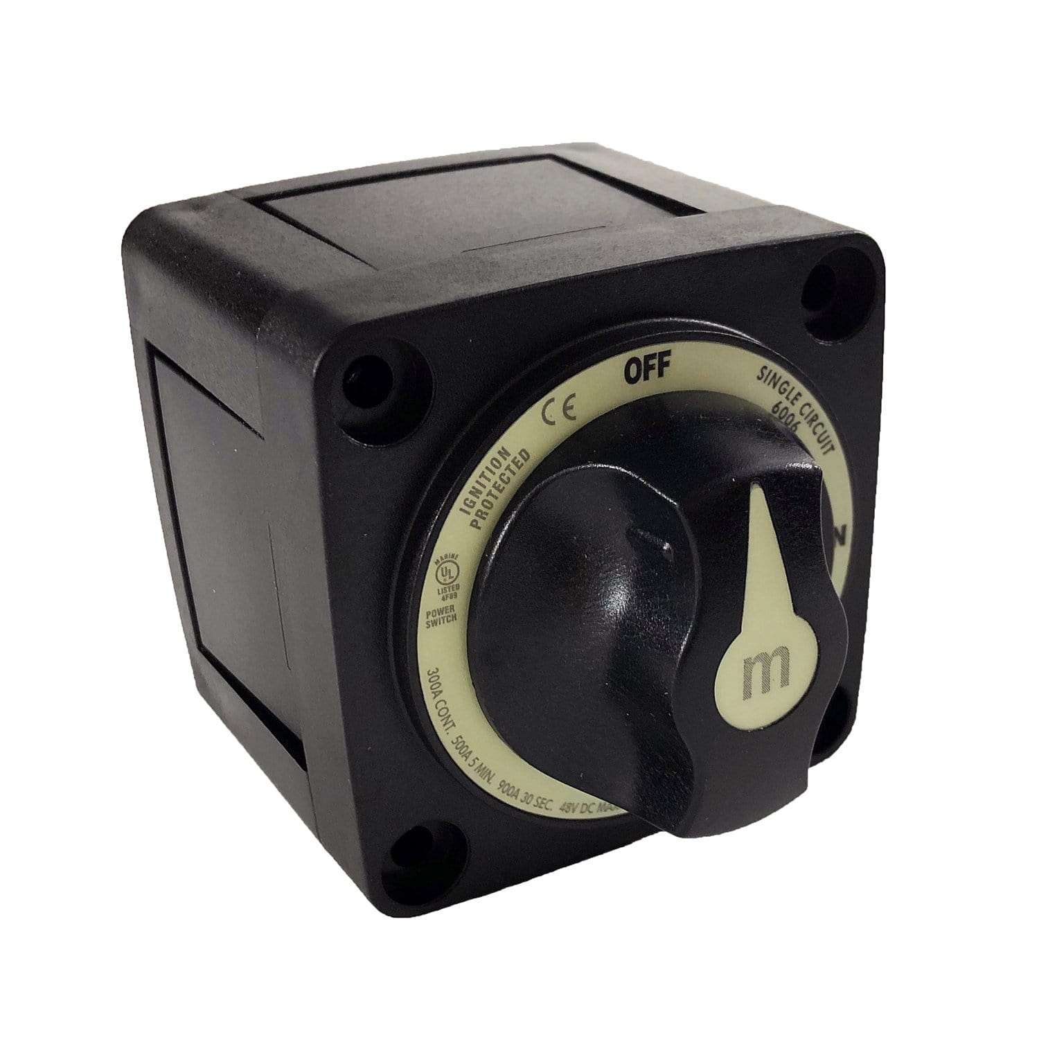 Blue Sea Systems 6006200-BSS Battery Switch "M" On/Off W/Knob, Black