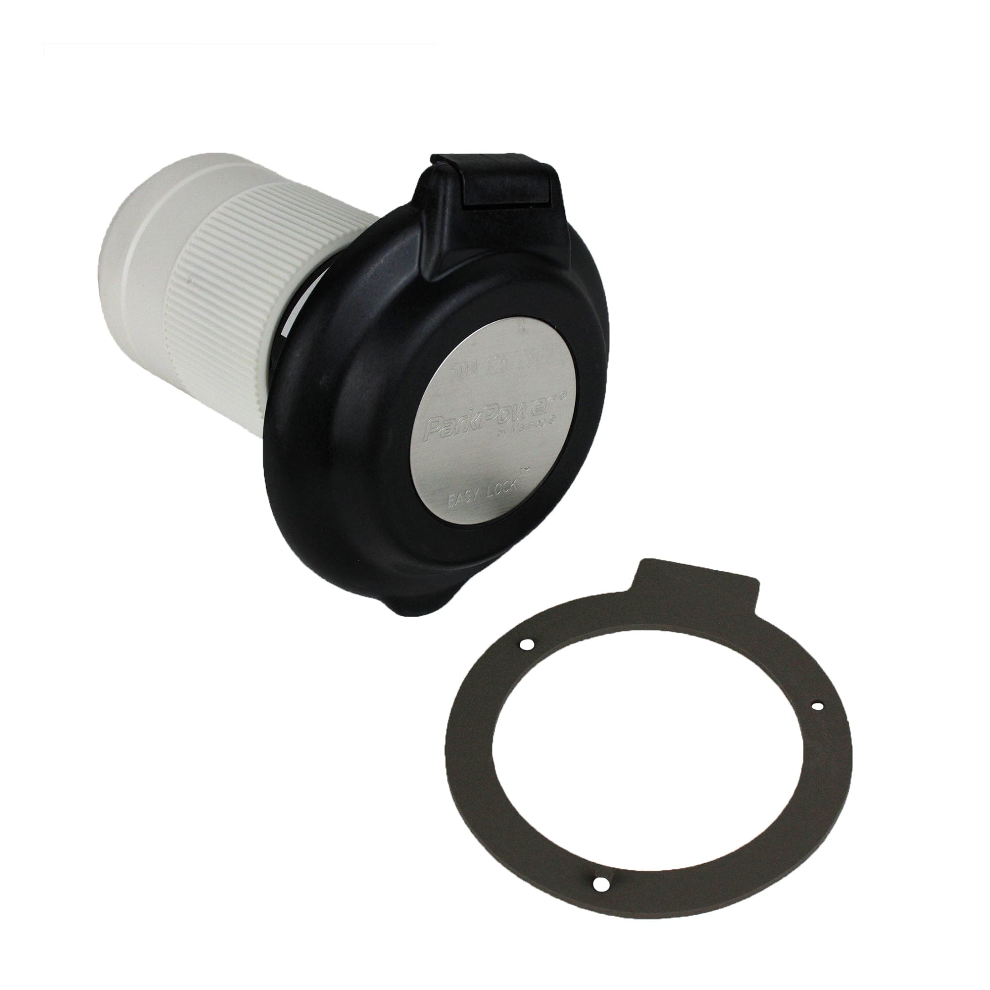 Park Power 6344EL-BRV.BLK 50A Contoured RV Power Inlet, White, 125/250V