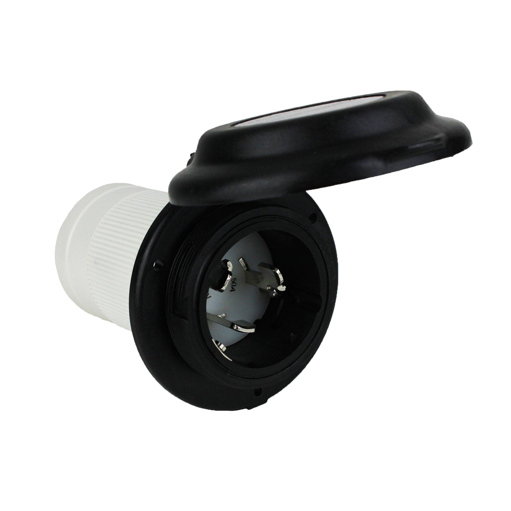 Park Power 6344EL-BRV.BLK 50A Contoured RV Power Inlet, White, 125/250V