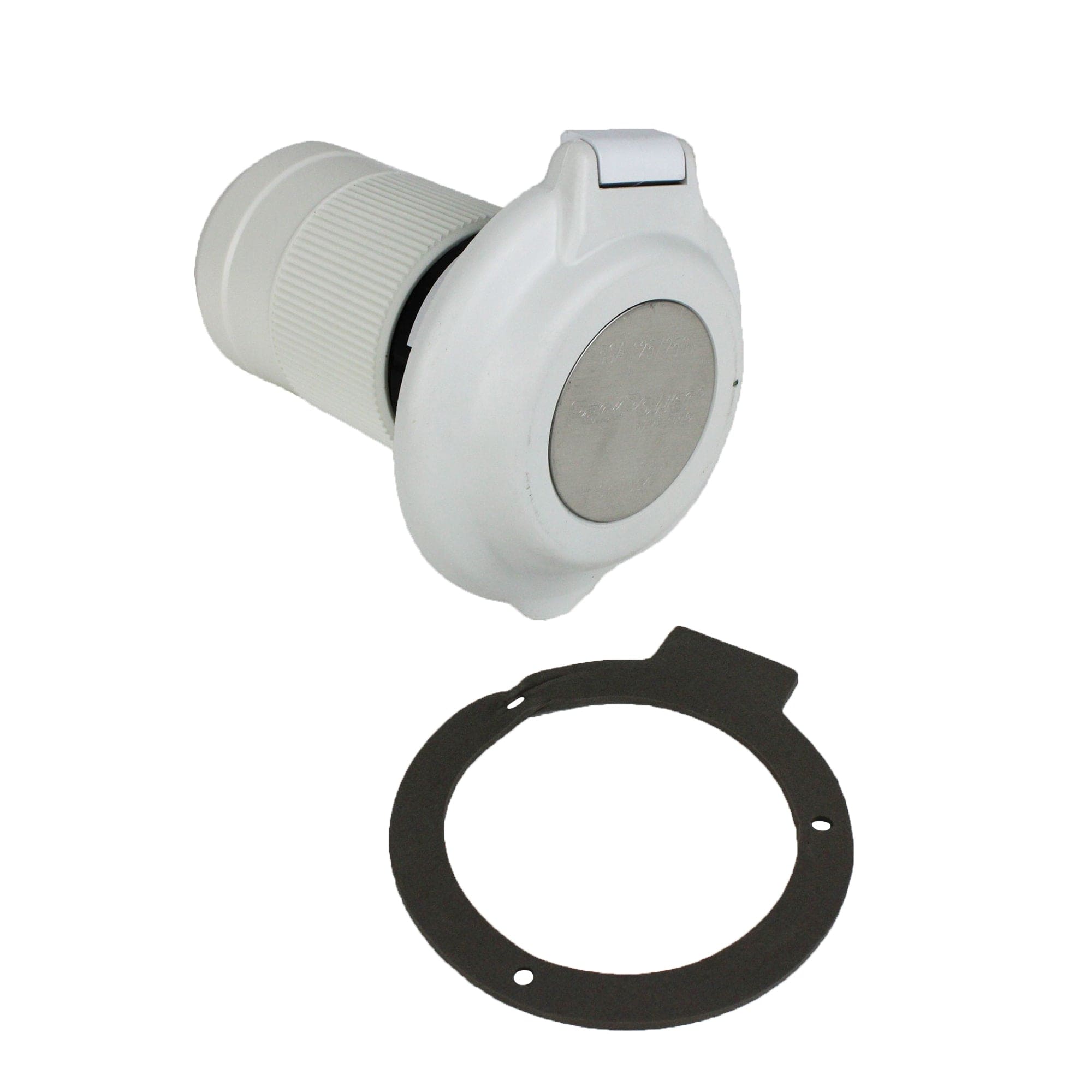 Park Power 6344EL-BRV 50A Contoured RV Power Inlet, White, 125/250V