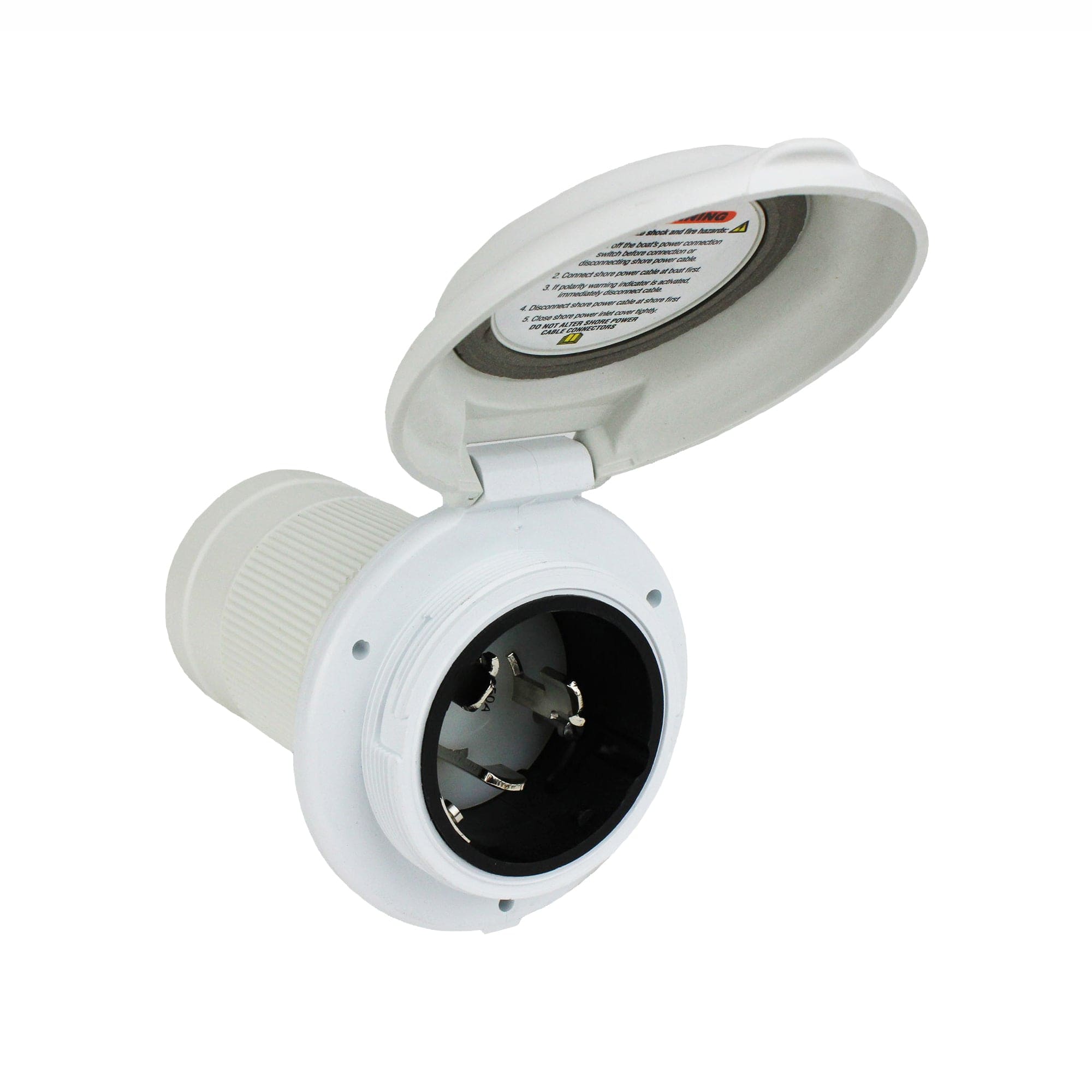 Park Power 6344EL-BRV 50A Contoured RV Power Inlet, White, 125/250V