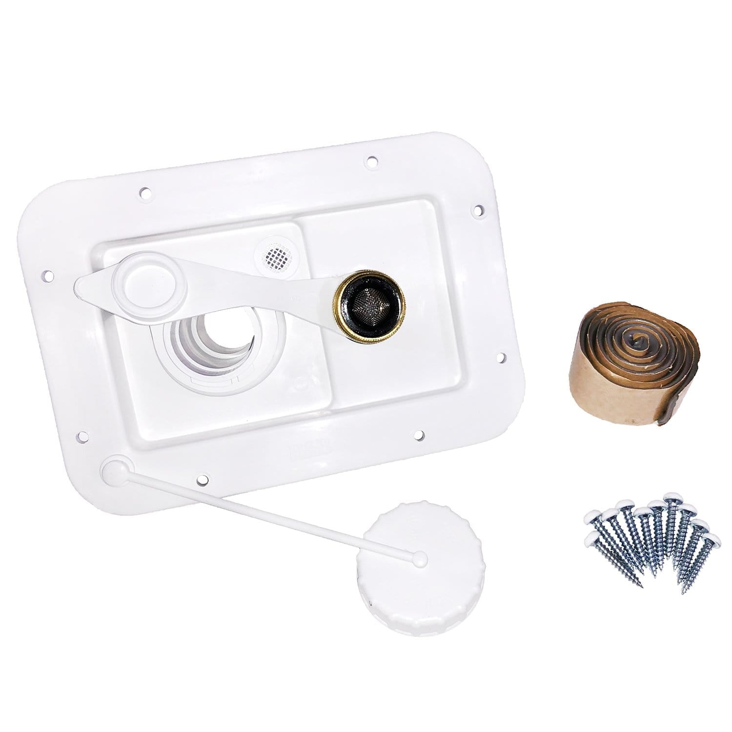 Thetford 94224 (601-005-94224) B&B Molders 6" City / Gravity Water Hatch w/ Brass Check Valve