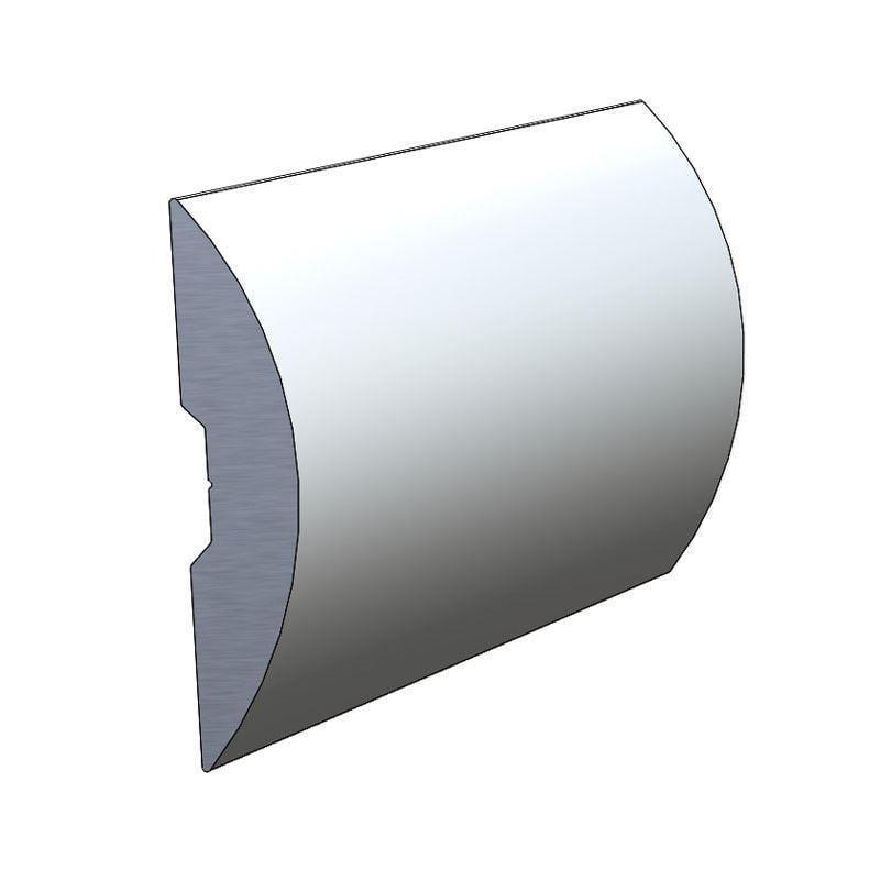 Taco Marine A50-0199TAL12D1 Aluminum Half Oval Rub Rail, Flat Back, 1-1/4" I.P.S. x 12'L