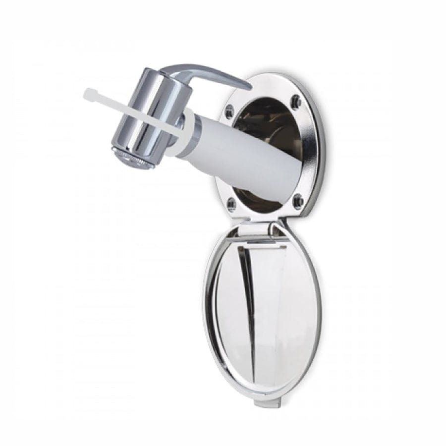 Ambassador Marine 136-0012-CW Recessed Shower, Lid, White Hammer Head Sprayer, 6' Hose - Chrome Plastic