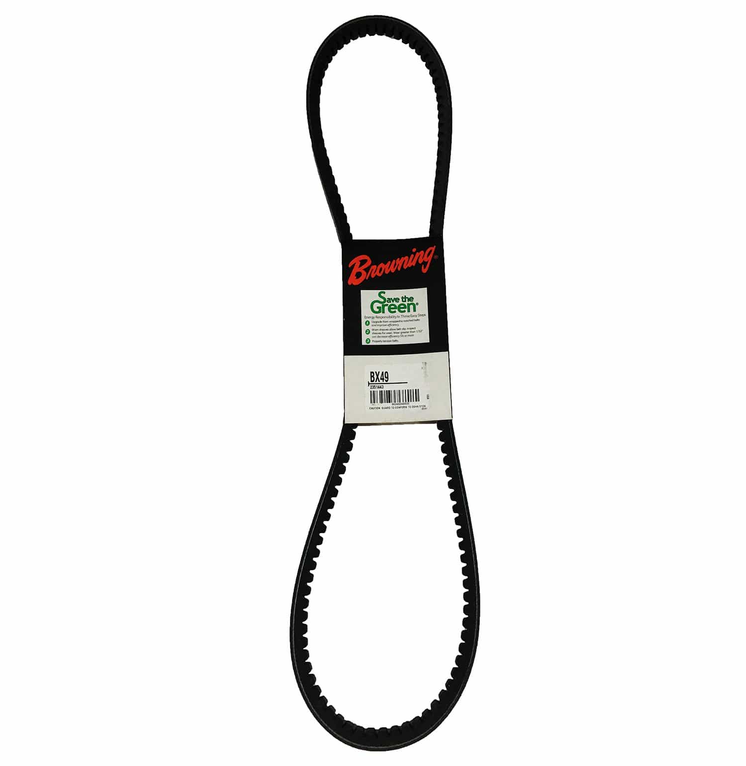 Packard BX49 Browning V-Belt - BX Section, 1 Band, 52.00 in Outside Length, Cogged, Gripnotch