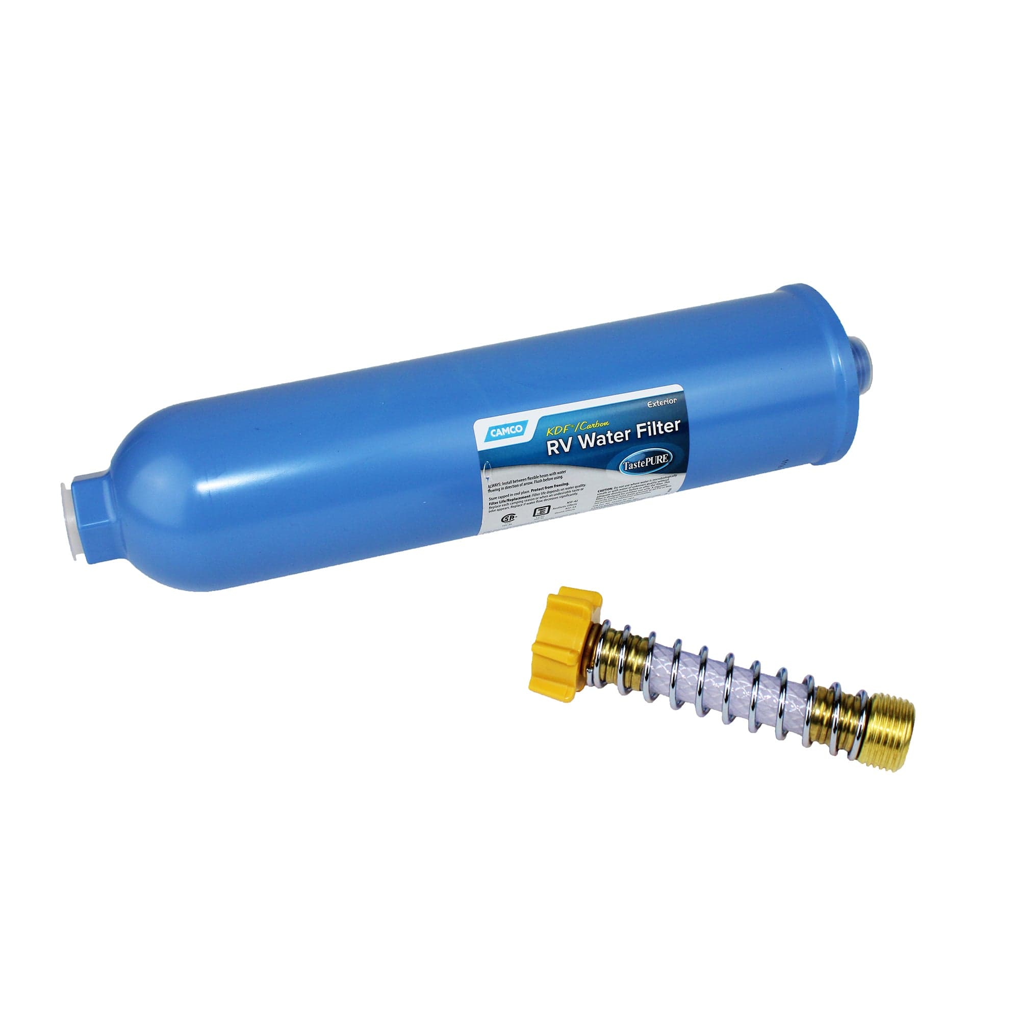 Camco 40019 TastePURE XL RV & Marine Water Filter W/ Flexible Hose Protector