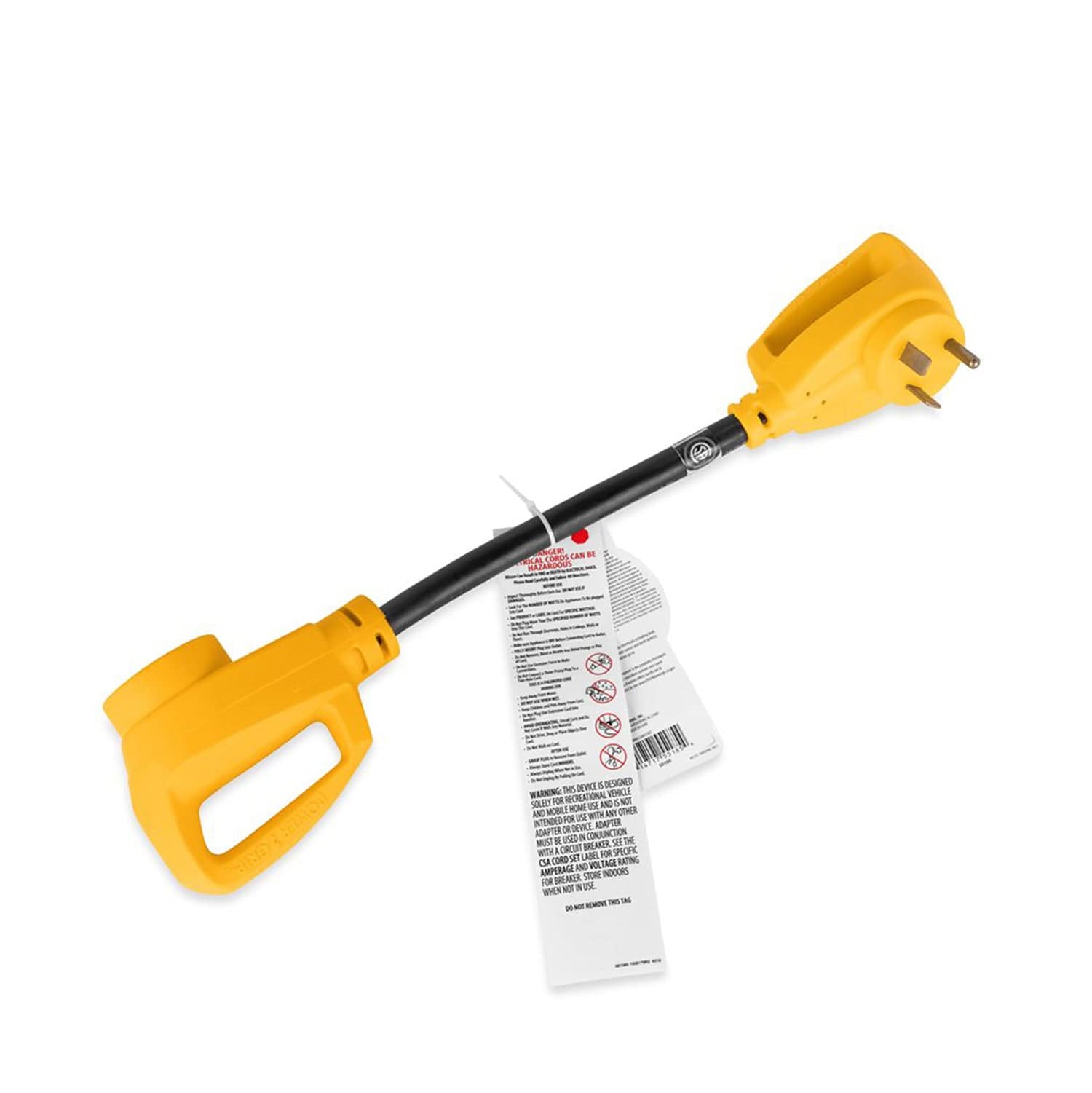 Camco 55185 Power Grip Dogbone Electrical Adapter Heavy-Duty 30A M - 50A F