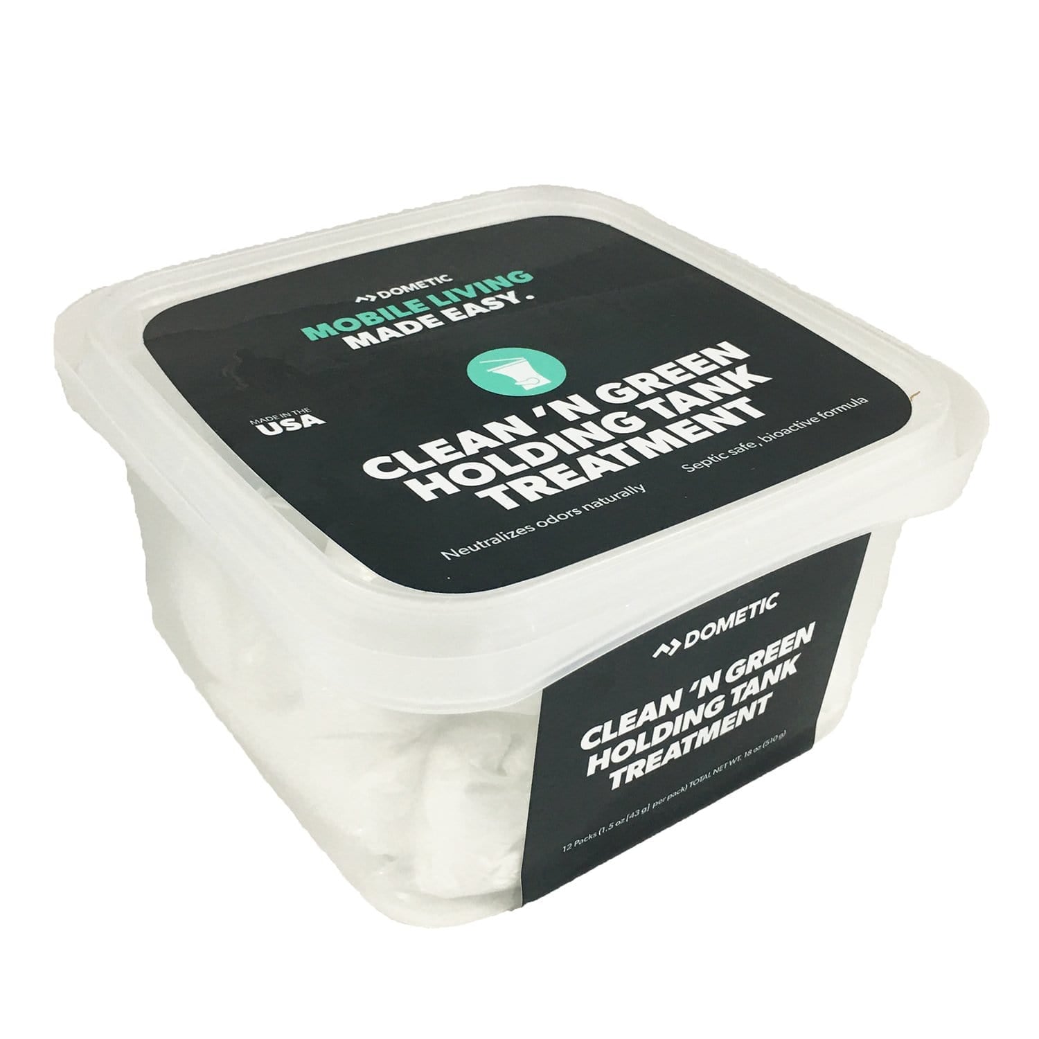 Dometic D1114002 D-Line Clean 'N Green Holding Tank Treatment - 1.5 oz, 12 Pouches