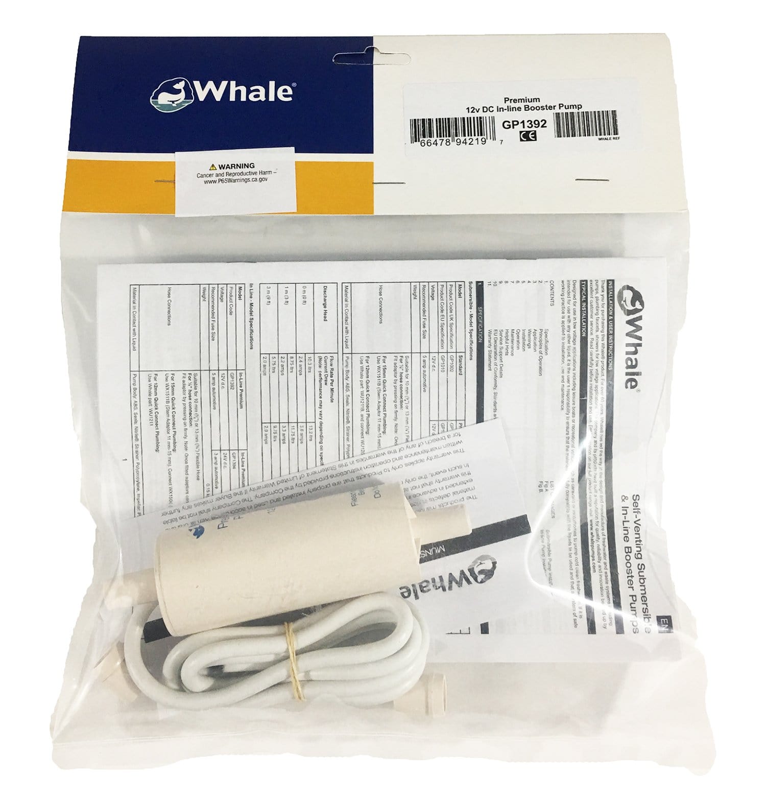 Attwood Whale GP1392 Inline Electric Galley Pump 12V