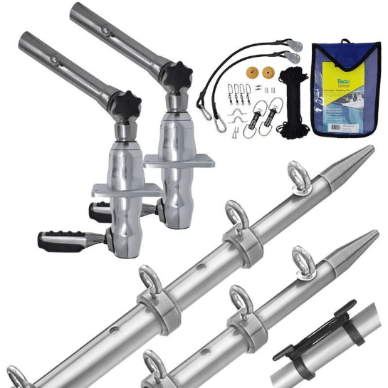 Taco GS-2842VEL-1 Silver 15' Pole Out-rigging Kit and Line Caddy