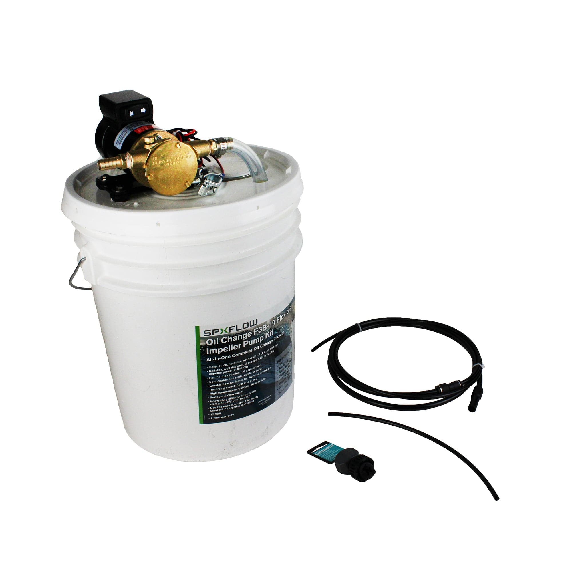 Johnson Pump 65F3B Oil Change Kit W/ Pail F38-19 Pump 12V, 5.5 GPM