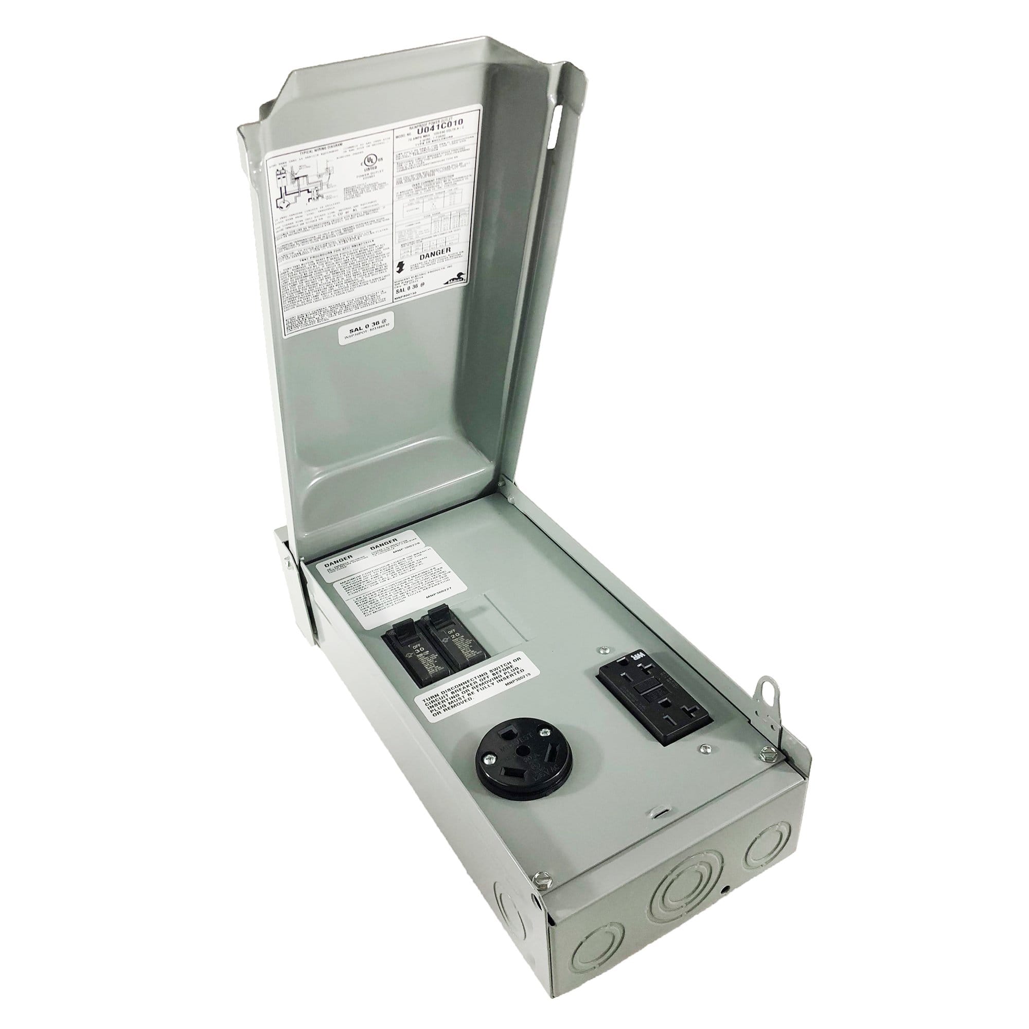 Parallax U041C010P RV Power Outlet 120/240V 20A GFCI 30A w/ Breakers