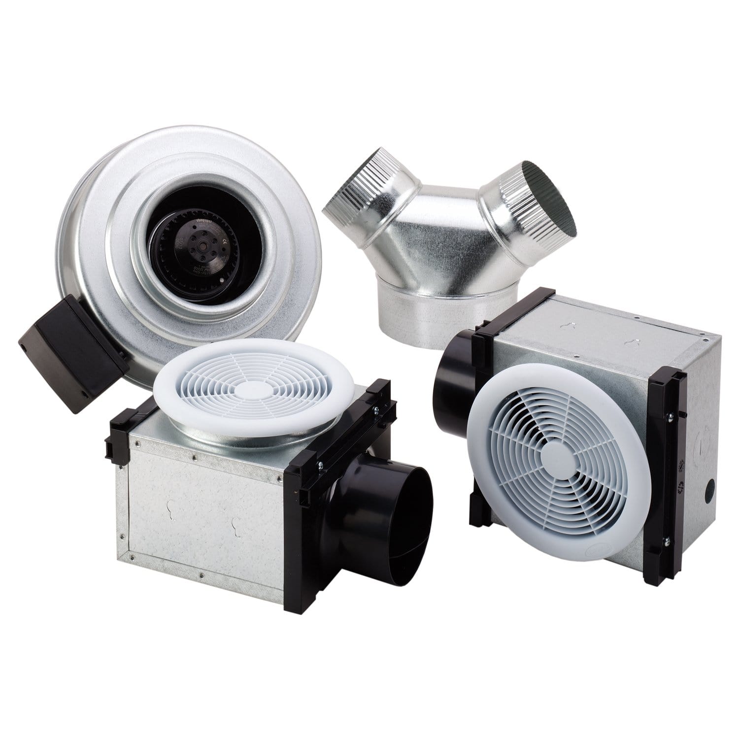 FanTech PB270-2 Bath Fan, Inline, 2 Grilles, 270 Cfm, Fan Is 6", Grill Mounts 4" Duct, 120 V