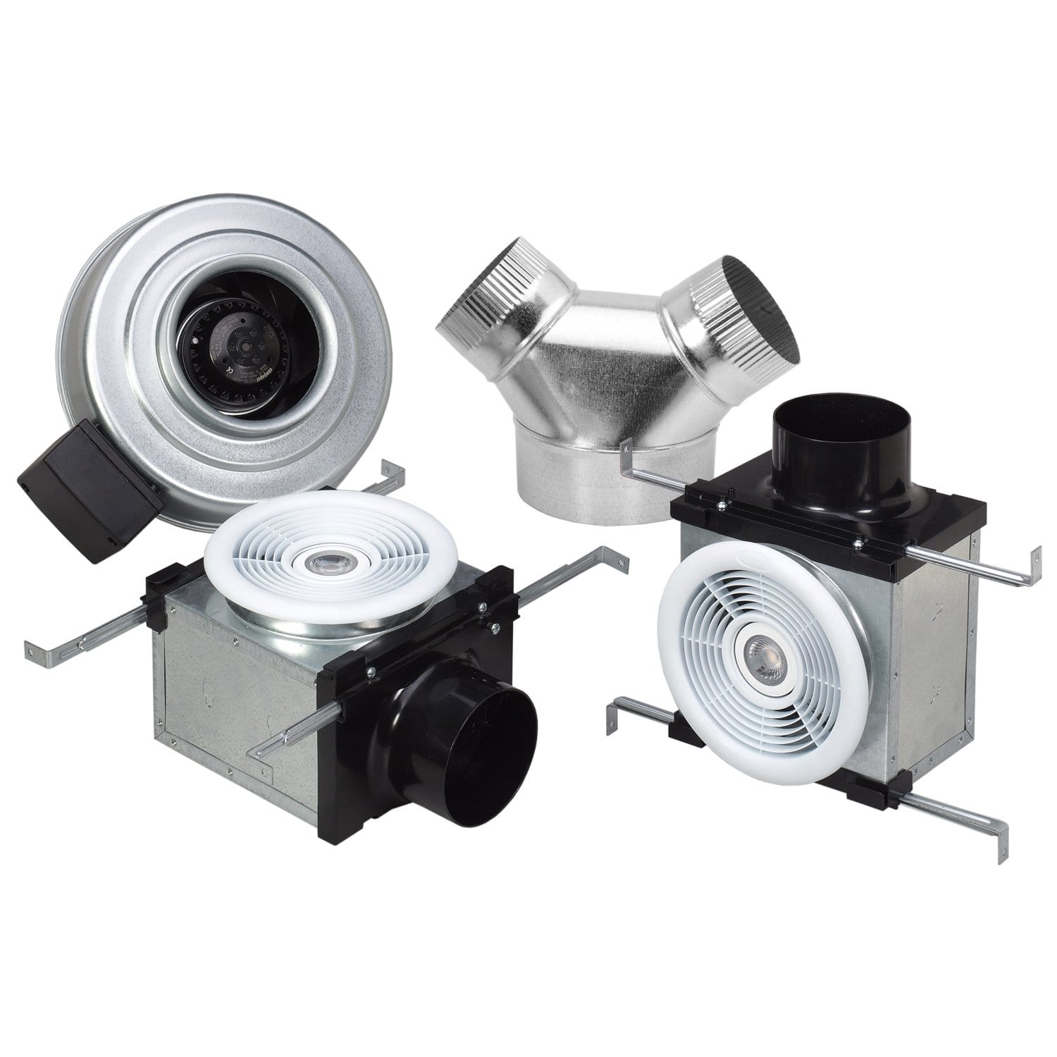 FanTech PB270L7-2 Bath Fan, Inline, 2 Grilles W/ 2x LED, 270 Cfm, Fan Is 6", Grill Mounts 4" Duct