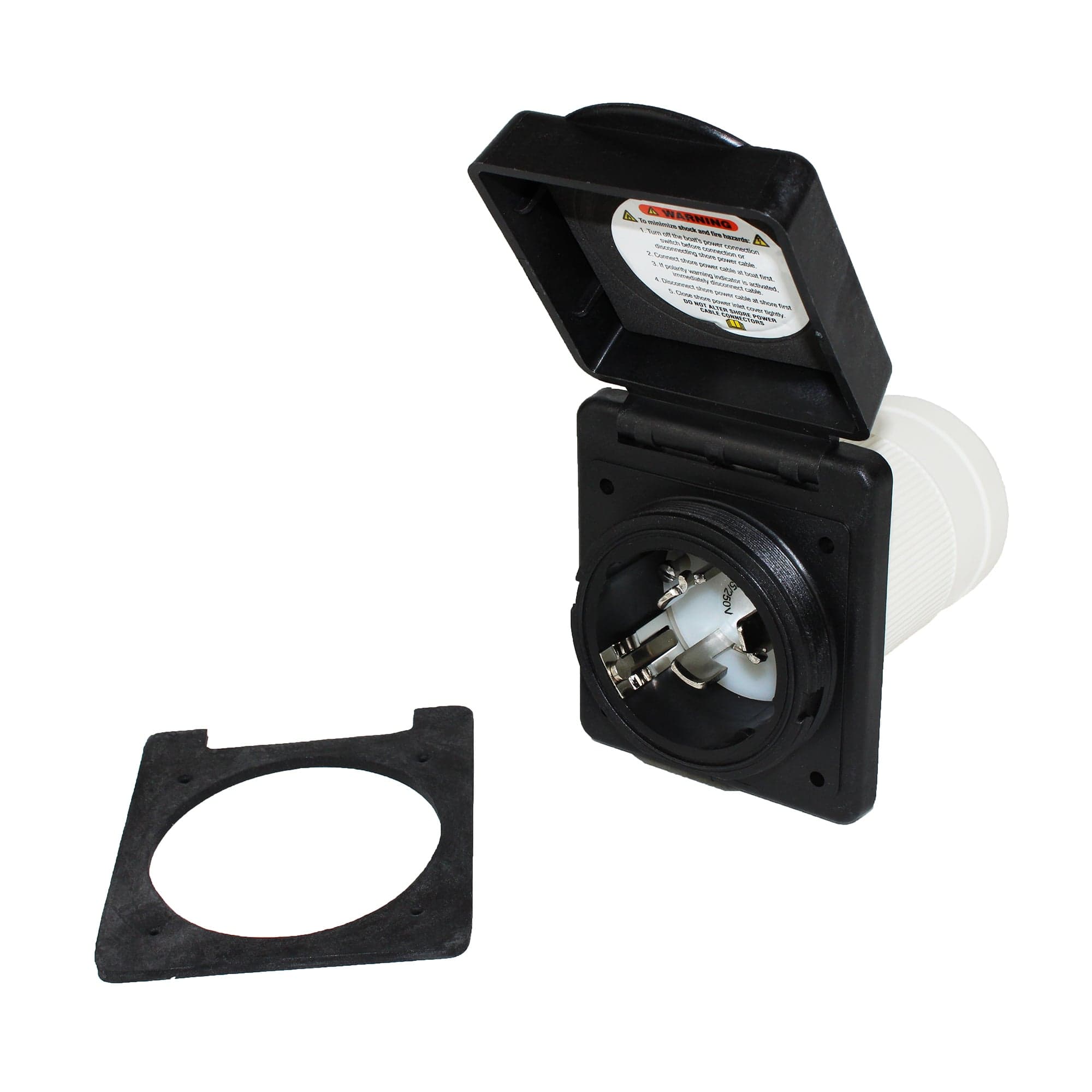 Marinco 6353ELRV.BLK 50 Amp 125/250 Volt Standard RV Power Inlet - Black