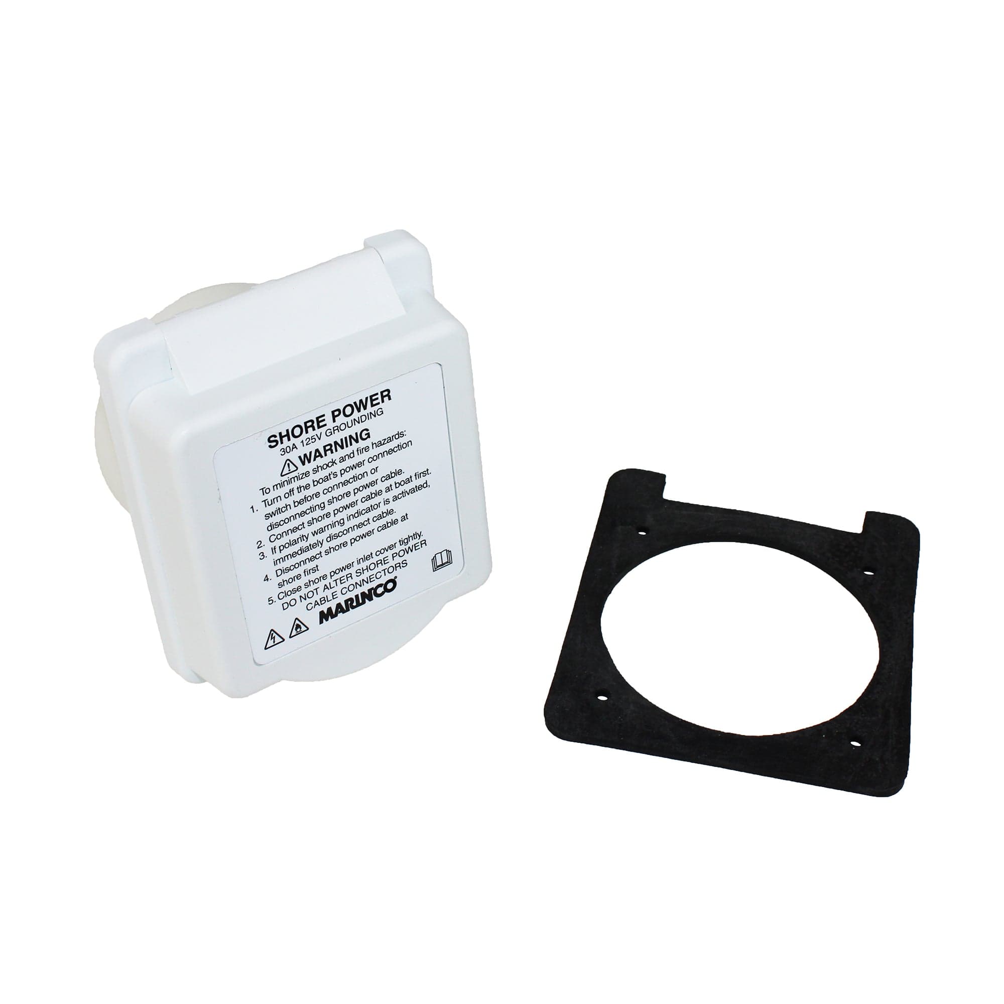 Marinco 301EL-B.W/L 30 Amp, 125V Power Inlet with ABYC Shore Power