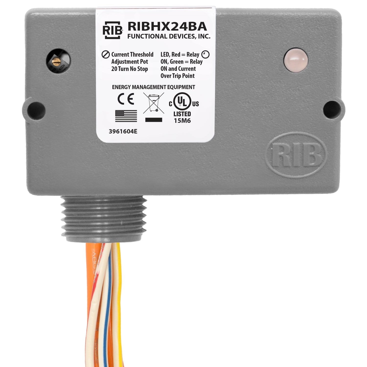 Packard RIBHX24BA Functional Devices 20 Amp SPST-N/O Relay/AC Current Sensor 24Vac/dc