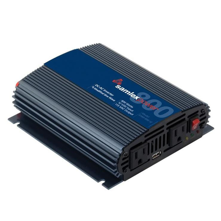 Samlex SAM-800-12 12 Volt 800 Watt Modified Sine Wave Inverter With Usb Charging Port And Cables With Clamps