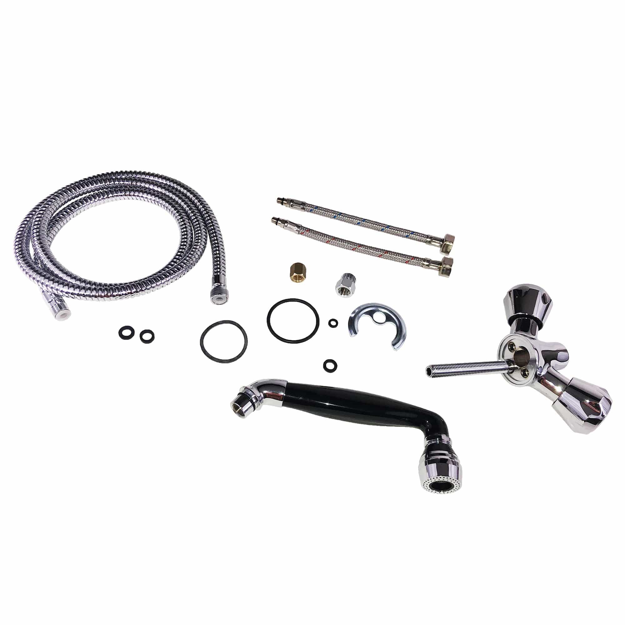 Scandvik 46003P Combination Fixture Without Conservation Valve - Black Handle, 5' Chrome Flex Hose