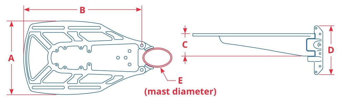 Seaview SM18R Mast Mount for 18" Radar / Satdome