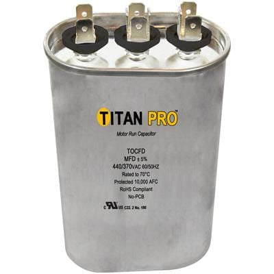 Titan Pro TOCFD355 35+5 MFD, 440/370 Volt, Oval Run Capacitor