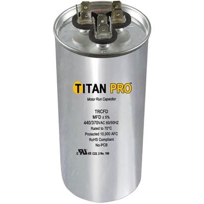 Titan Pro TRCFD6075 Run Capacitor 60+7.5 MFD 440/370 Volt Round