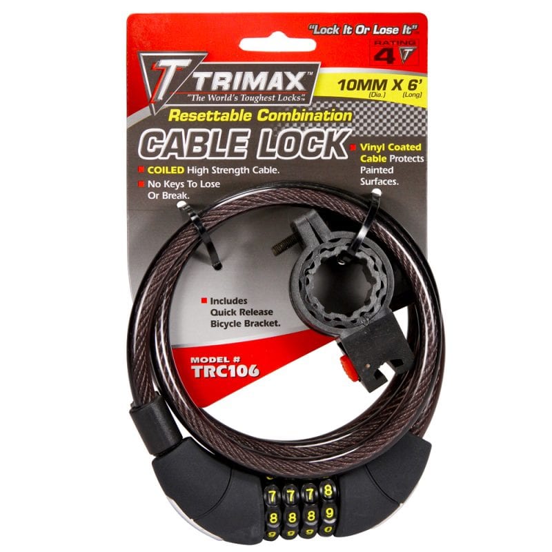 Trimax TRC106 6' x 10mm Resettable Combination Cable Lock