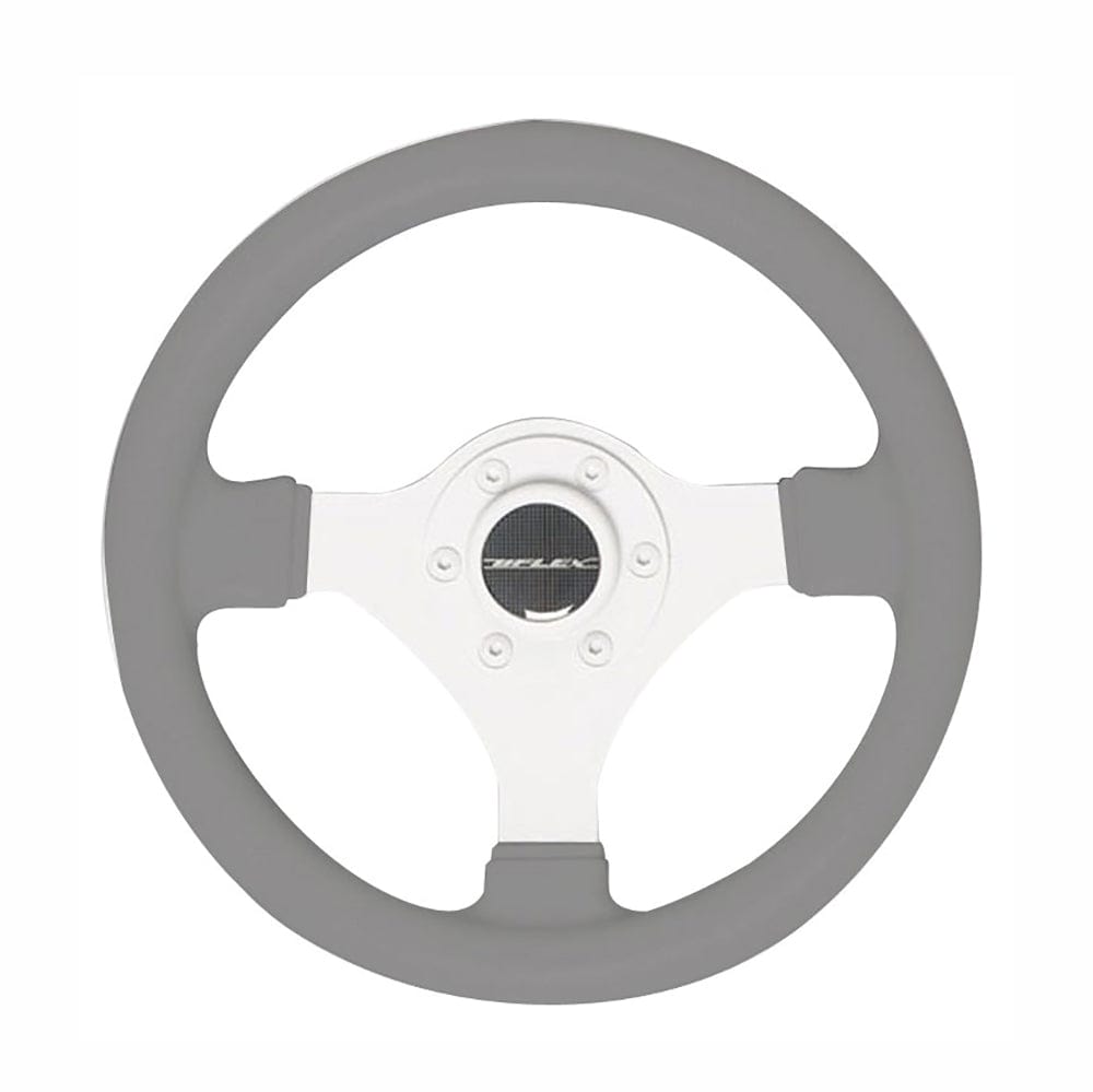 Uflex V45GW 11" Dia. Boat Steering Wheel, Grey Grip, White 3-Spoke, 3/4" Taper