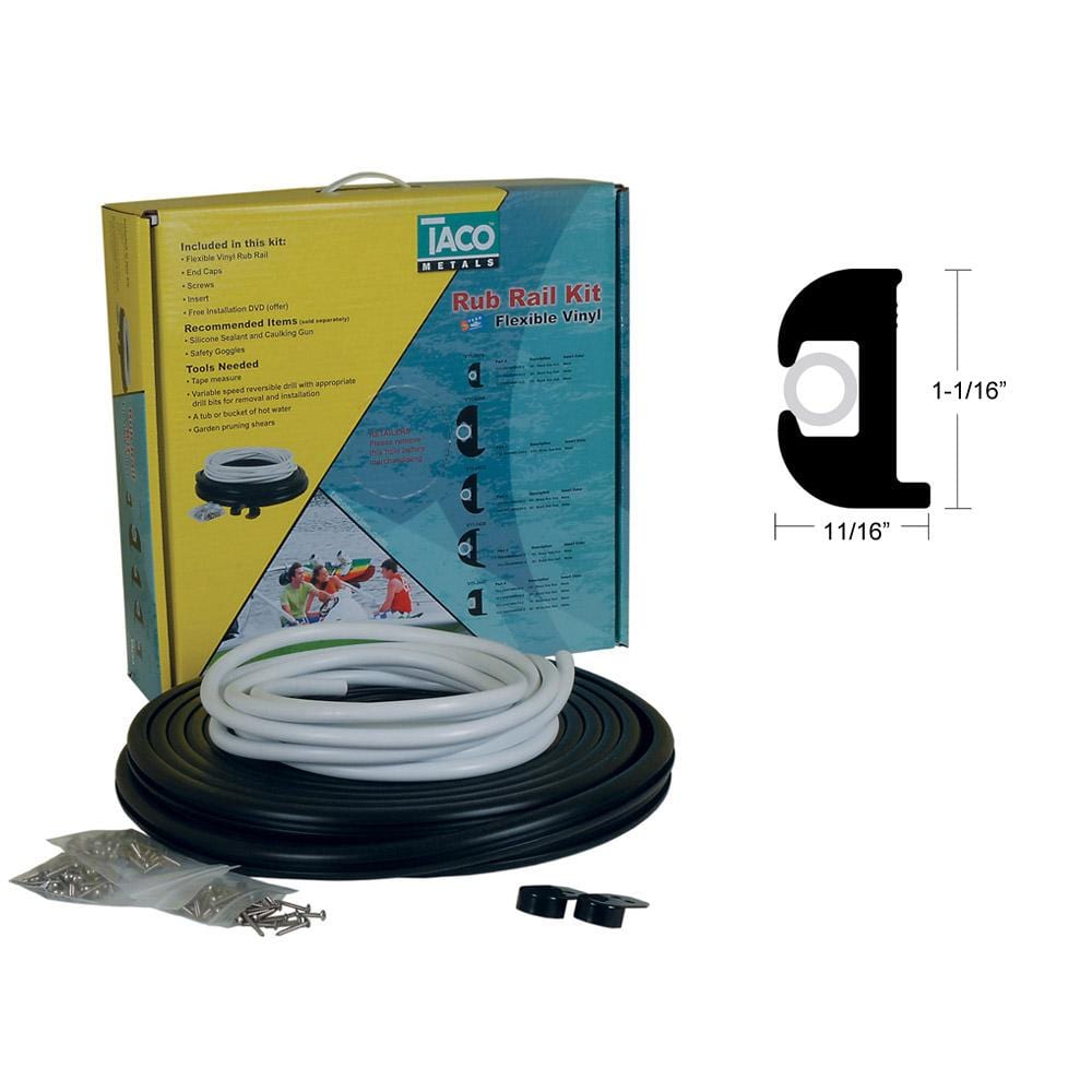 Taco V11-0809BBK50-2 Black Flexible Rub Rail Kit 1-1/16"W x 11/16"H x 50'L