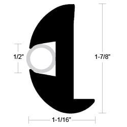 Taco V11-2423BKA70-1 1-7/8"x 1-1/16" Flexible Rub Rail 70'