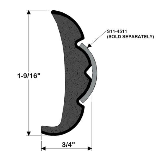 Taco V21-9959WHC60D Rigid Flex-Core Rub Rail, White 3/4"W x 1-9/16"H x 60'L