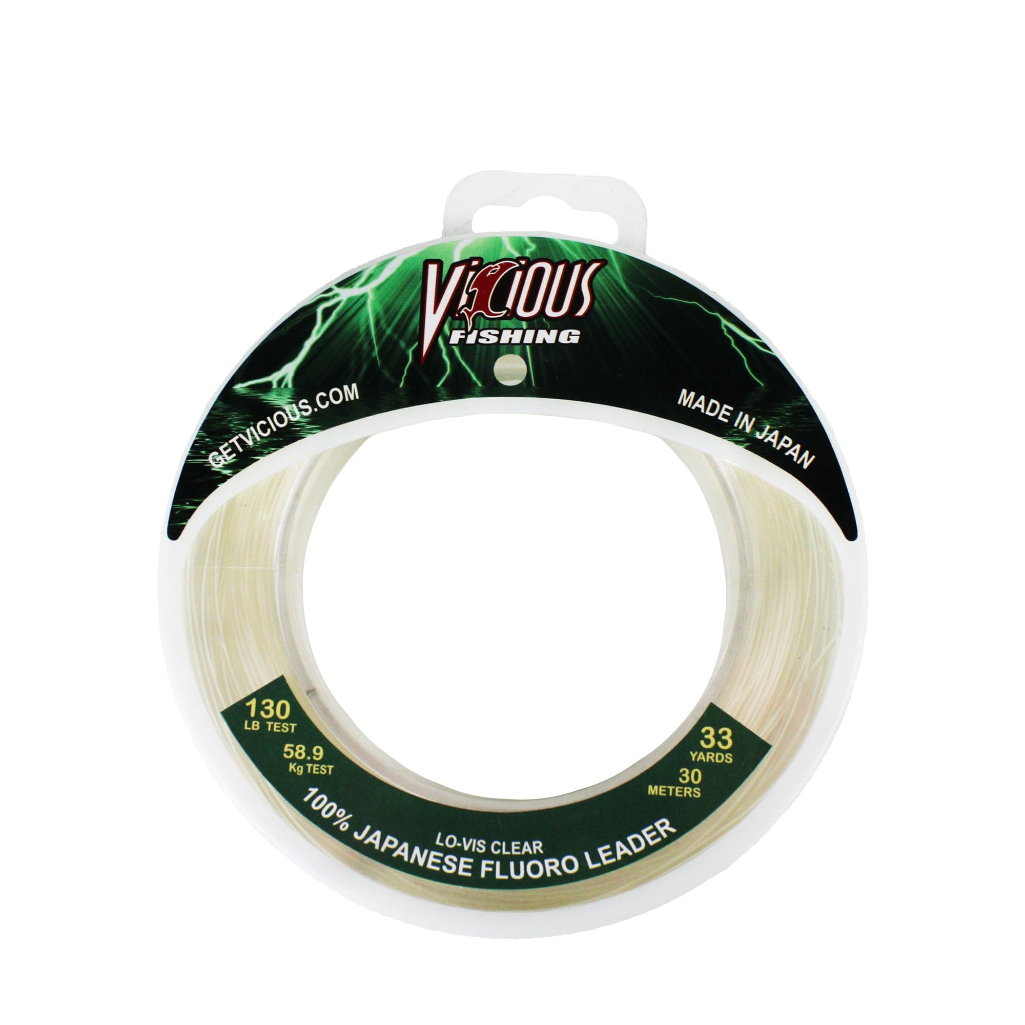 Vicious Fishing EFLWS130 130 Lb. Fluorocarbon Leader, 33 Yards, 0.42" Dia. - Clear