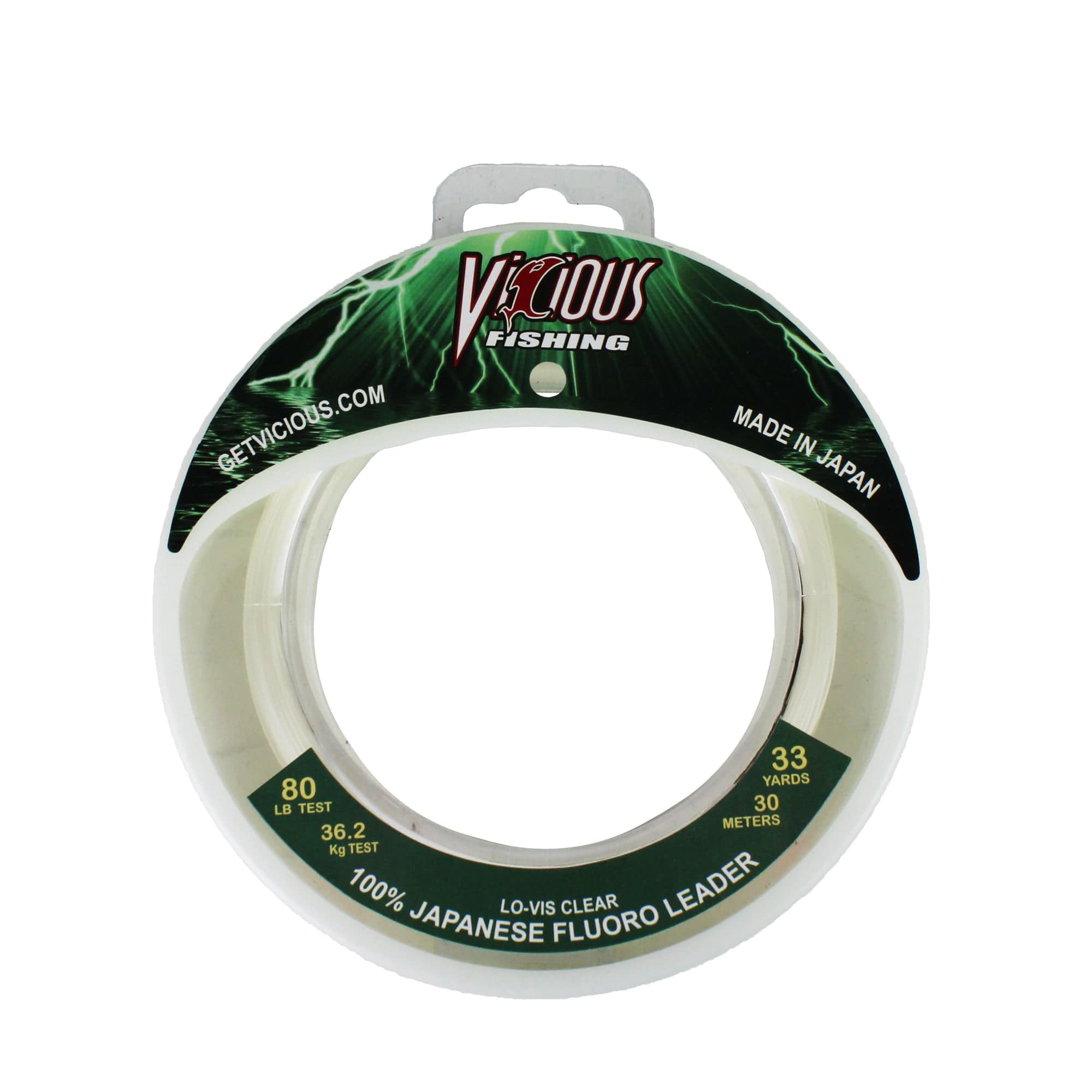 Vicious Fishing EFLWS80 80 Fluorocarbon Leader, 33 Yards,  Clear