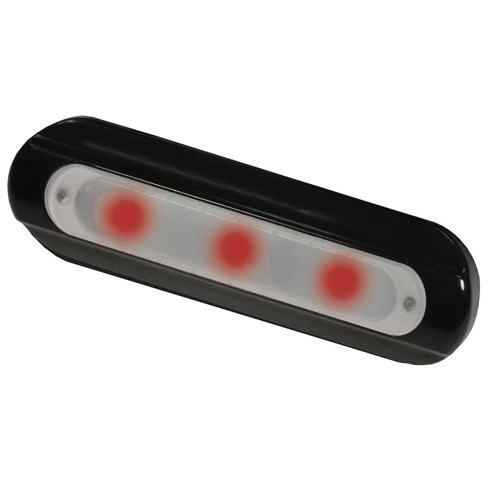 Taco F38-8505R-1 LED Deck Light Flat Mount Red LEDs Black Housing