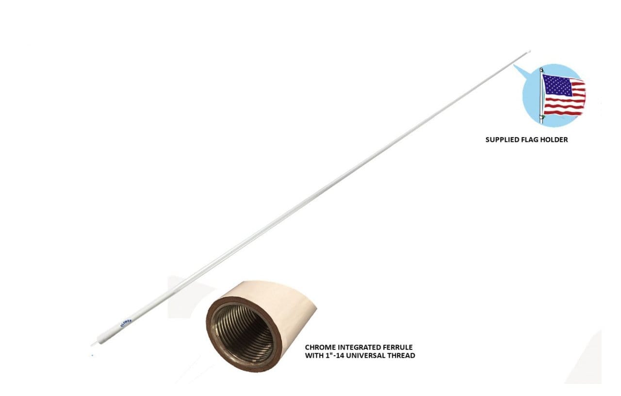Glomex RA1201 8' VHF Antenna with Chrome Ferrule
