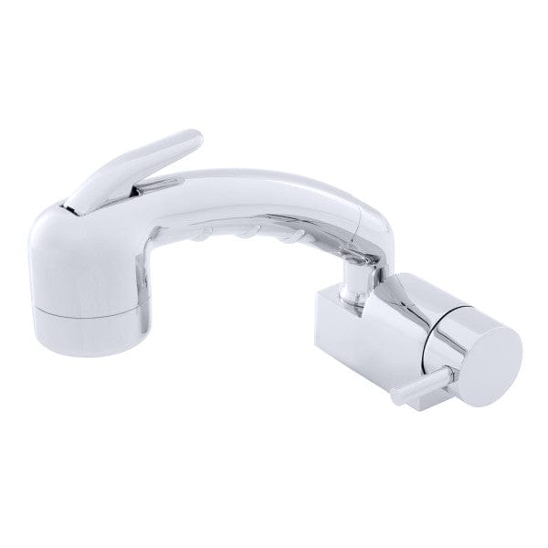 Aidack- Pull-Out Deck Tap (Cold Only) (Small Chrome Sprayer (No Hook), 6' Black Rubber Hose) (Chrome) Ambassador Marine 134-1720-CP