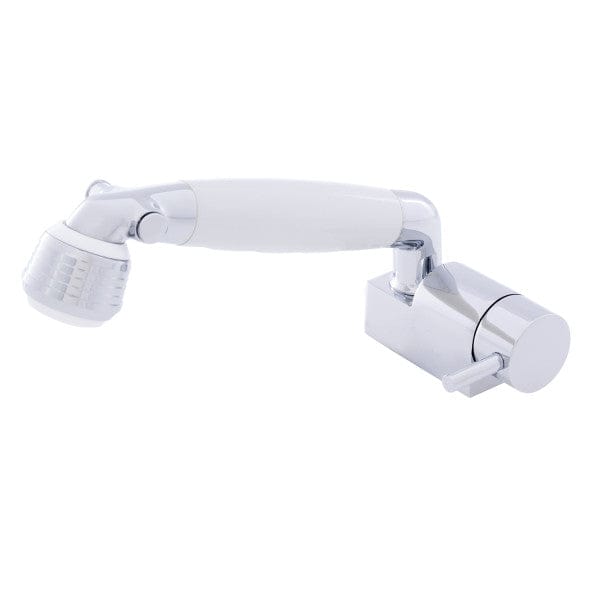 Aidack- Pull-Out Deck Tap (Cold Only) (Classic Arctic White Sprayer, 10' White Rubber Hose) (Chrome/Arctic White) Ambassador Marine 134-1735-CA