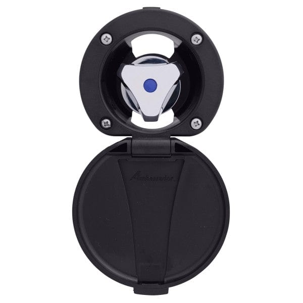 Trinidad- Recessed Control Valve (Cold Only), Black Cup & Lid, Chrome Trinidad Handle Ambassador Marine 136-0209-CK