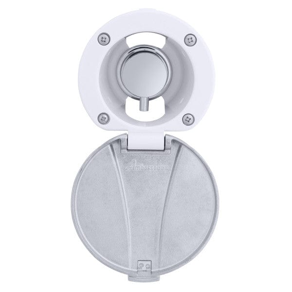 Aidack- Recessed Control Valve (Hot/Cold Mixer), Arctic White Cup with Stainless Steel Lid, Chrome Aidack Handle Ambassador Marine 136-1741-CA