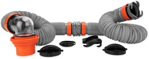 Rhino X 20-Ft Camper/RV Sewer Hose Kit, 4-in-1 Adapter & 360° Swivel RV Sewer Hose Fittings - Camco 39390