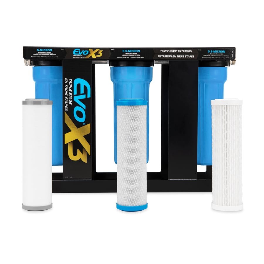 Evo X3 Triple Stage Premium RV Water Filter Kit Camco 40649
