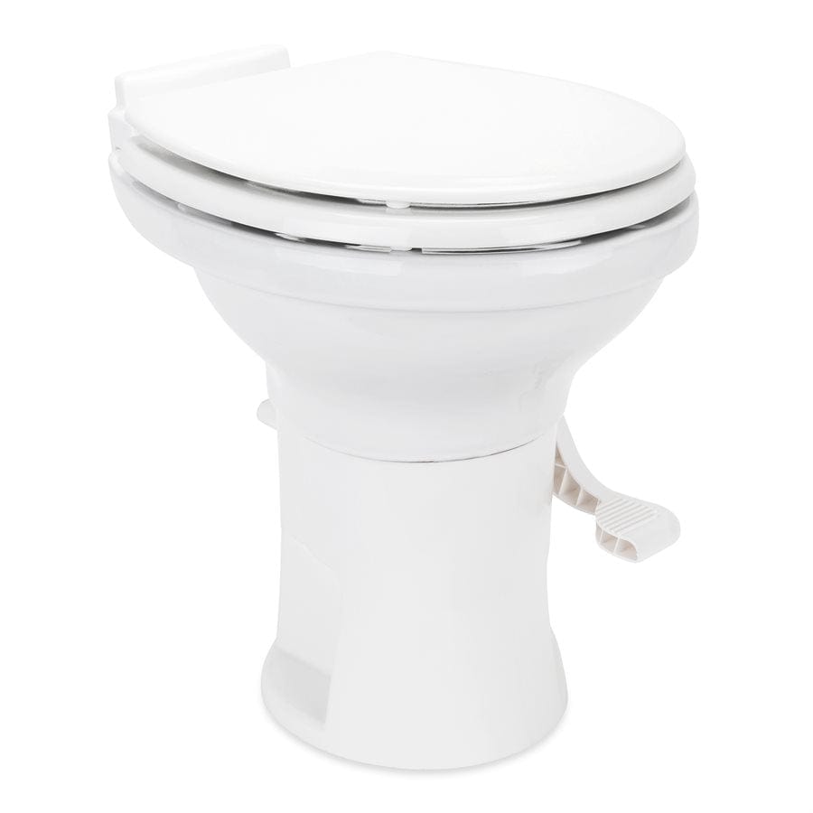 Premium Ceramic RV Toilet with Ergonomic Design, White - Camco 41710