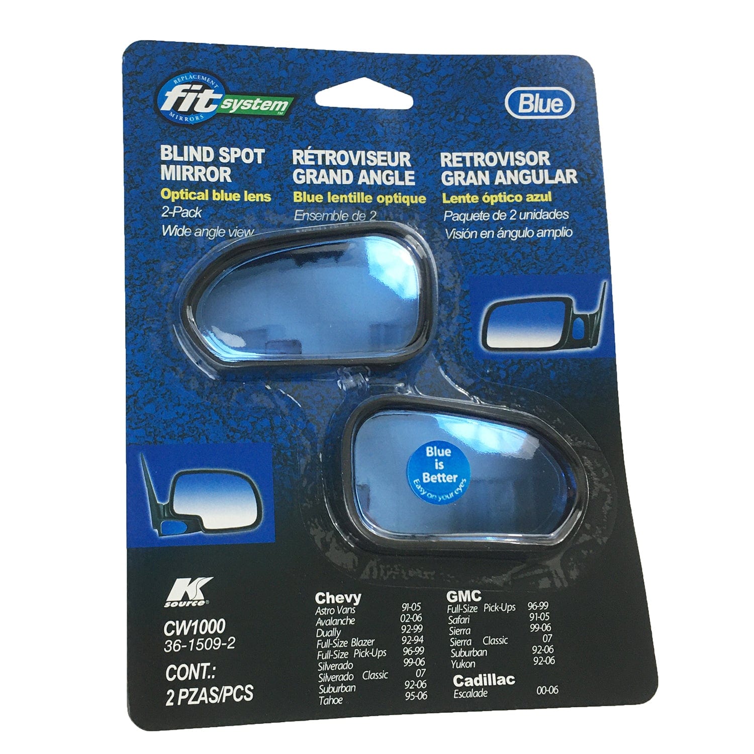 K Source Fit System CW1000 Custom Spot Mirror with Optical Blue Lens Pair 91-07