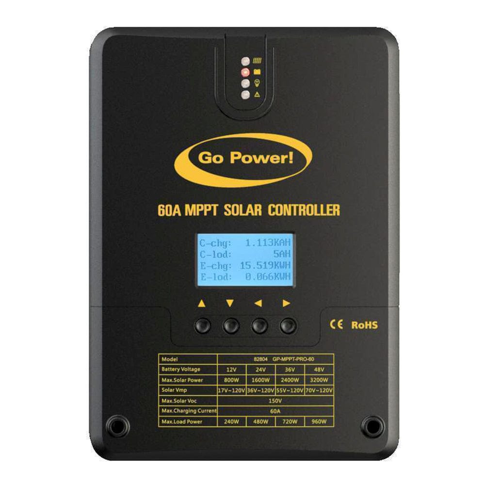 60A MPPT Solar Controller 150VDC w/ Display - Go Power GP-MPPT-PRO-60