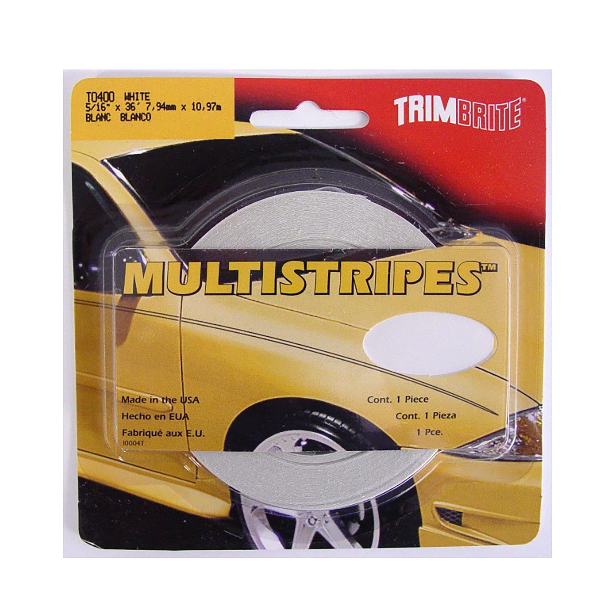 Multistripes White Pinstripe Tape 5/16"X36' Trimbrite T0400