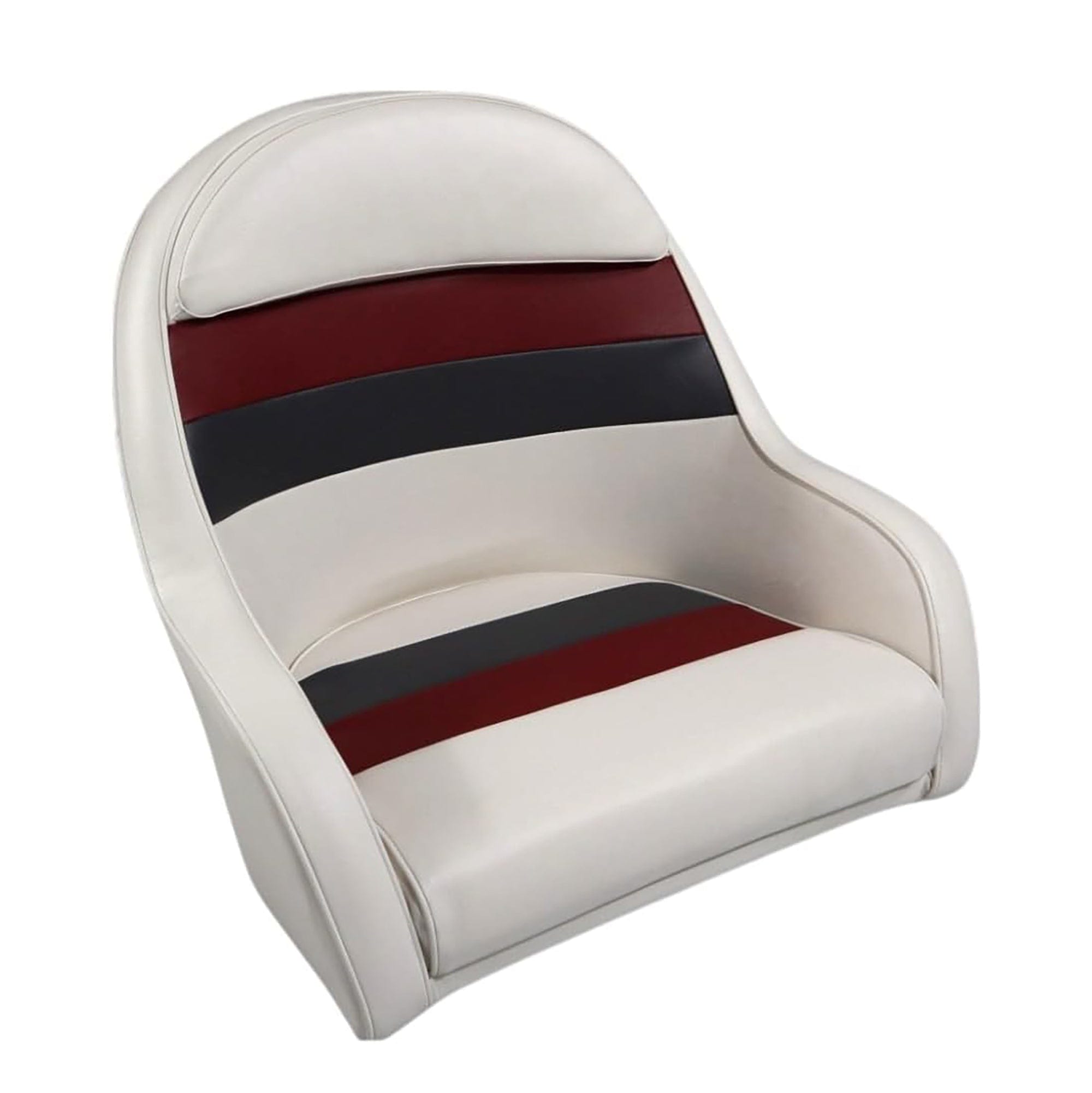 Horizon Mfg. Premium Series Pontoon Bucket Style Captain Chair White/Red/Charcoal 3006-AAEC