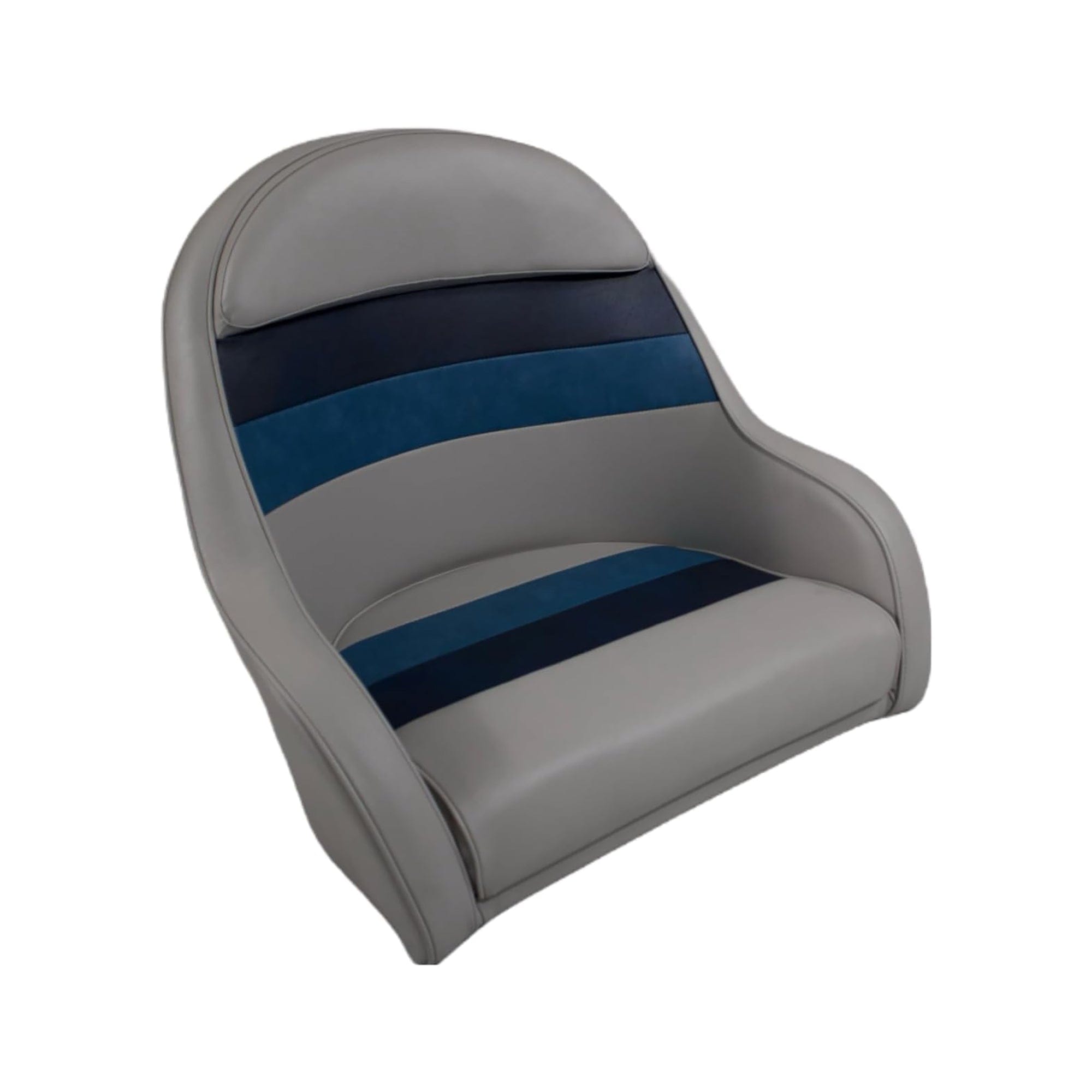 Horizon Mfg. Premium Series Pontoon Bucket Style Captain Chair Gray/Navy/Blue 3006-ABDK